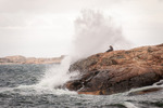 Kvinne i hardt vær